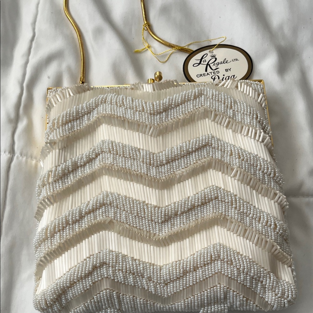 Vintage White and Silver Evening Bag